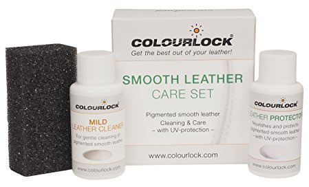 KIT cuero/piel MINI, con limpiador cuero suave Colourlock® para limpiar y mantener bolsos, maletas, guantes
