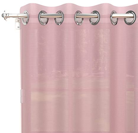 Soleil d'ocre Visillo con Ojales Alix, Rosa, 140 x 250 cm