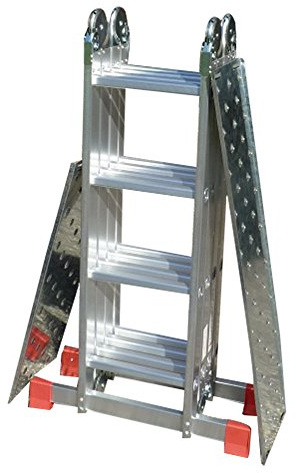 Home Master® Multi Purpose Ladder | Step Ladders, Extension Ladder, Combination Ladders | EN131 Certified | 150kg Weight Rating | Non-Slip Rubber Feet | Stabiliser Bar | Size: 4x4+Acc-StepPlat