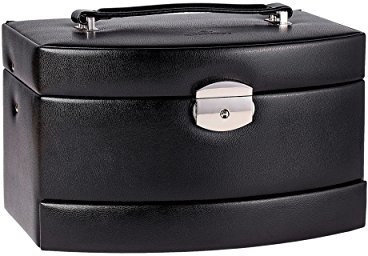 Windrose Automatik-Schmuckkoffer mit Reiseeinsatz Merino Moda/schwarz