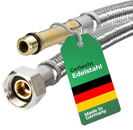 H2O-Flex® Panzerschlauch 3/8 Überwurfmutter (ÜM/IG) x M10x1 AG lang 2000mm Flexschlauch DN8 Armatur Anschlussschlauch Verbindungsschlauch Wasserzulauf Schlauch mit Trinkwasserzulassung…