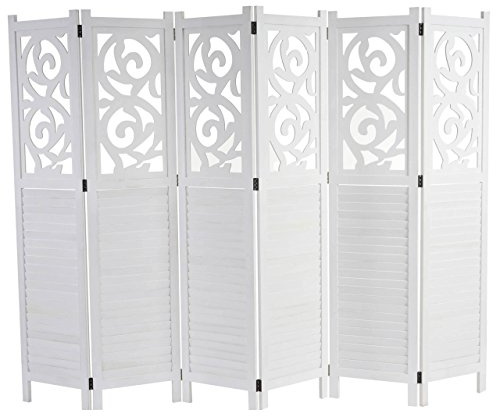 Mendler Paravent Istanbul, Raumteiler Trennwand Sichtschutz, Ornamente - 170x240cm, weiß