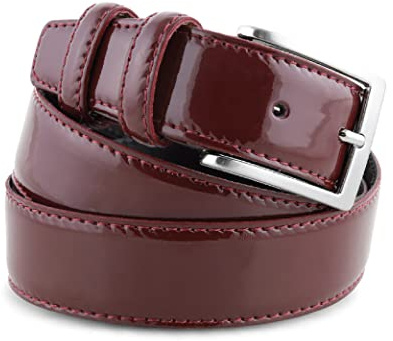 La Bottega del Calzolaio Cintura uomo in pelle vitello spazzolato, vernice bordeaux, artigianale, made in italy, 3,5 cm. (105 cm (40/42 EU))