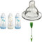 MAM Self Sterilising Anti-Colic Bottle 260 ml 3 Pack (Blue) with Medium Flow Bottle Teats (2 pack) and Soft Bottle Brush