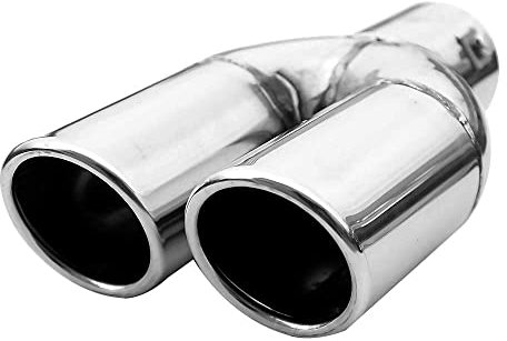 Auspuffblende Doppelrohr Endrohr Edelstahl Auto Endrohrblenden Auspuffendrohr Auspuffrohr Tuning Universell Schalldampf Blende Sport Rund Chrom Auspuffspitzen 43-57 mm