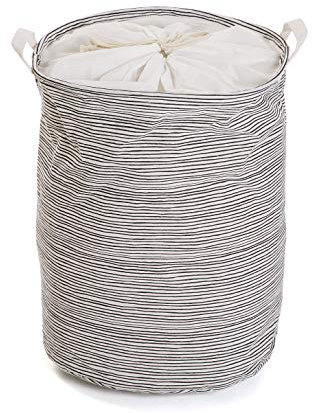 Versa 22000015 Cesto de Ropa para la Colada con Asas Plegable, Poliéster, Black Line, 48 x 38 x 38 cm