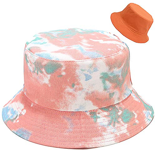 XYIYI Tie Dye Rosa Reversibel Fischerhüte Anglerhut Sonnenhut Für Damen Mädchen