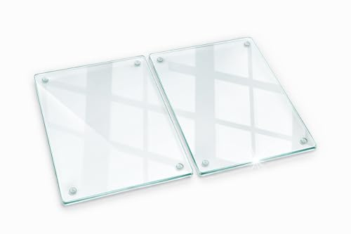 TMK ArtDeko – Herdabdeckung - Spritzschutz Glasplatte 2 Teilig 40x52 cm – Herdschutz aus Sicherheitsglas – Robust, Hygienisch & Rutschfest– Schutz für Induktion, Ceran, Gas & Elektro