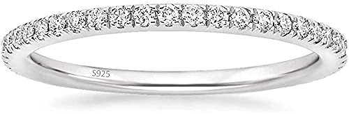 Eternity Ring Silber 925 mit Zirkonia Kristall Damenring in Silber, Rosegold und Gold für Damen mit Stein und Schmal