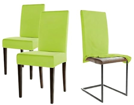 Staboos Stuhlhussen 2er Set – Elastische Stuhlbezüge für Schwingstühle & Esszimmer – Stretch Stuhlhusse aus Öko-Tex zertifiziertem Stoff – Passender Chair Cover für Feste & Zuhause (Hellgrün)