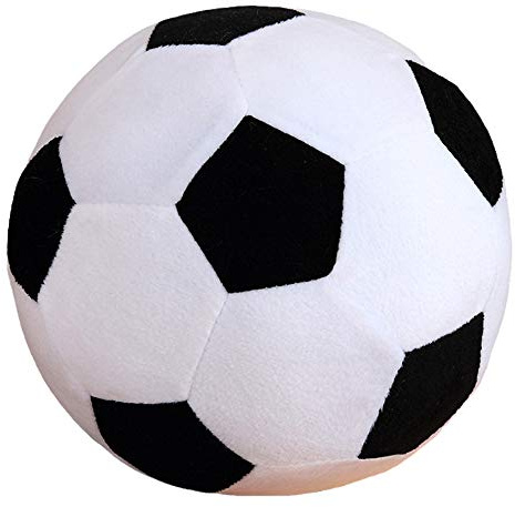 AOQI Fluffy Stuffed Toy Soccer Ball Plush Pillow Soft Durable Stuff Soccerball Gift for Kids Boy Baby (Black -White,7.8inch/20cm)