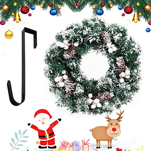 Warmiehomy 30cm Christmas Wreath For Front Door, Christmas Decorations Door Wreath Christmas Garland with Pine Cones and Snow Spray For Xmas New Year Home Decoration