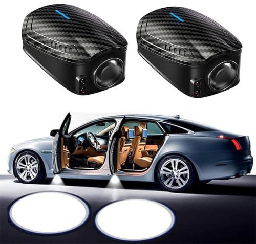 NewL 2Pz Proiettore LED Ricaricabile Wireless Logo Personalizzato Benvenuto | Logo personalizzabile, proiezione fantasma chiara e luminosa, adatto a tutte le auto, migliora l'atmosfera interna