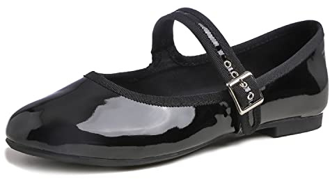 Feversole Women's Mary Jane Fashion，Femmes élégantes Chaussures décontractées Ballerines Fond Mou Confortable Marche Quotidienne Mary Jane Chaussures de Mode Textile Marin Taille 38