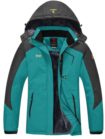 YSENTO Damen Winterjacke Wasserdicht Skijacke Outdoor Softshelljacke Warm Fleecejacke Funktionsjacke mit Abnehmbarer Kapuze