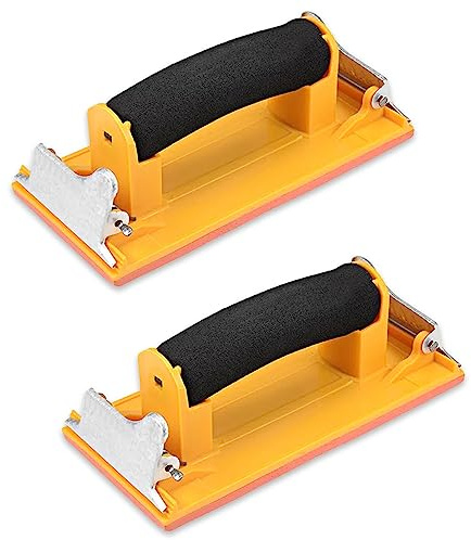 Hubaow Hand Sander, Sandpaper Holder with Sponge Handle, 2 Pack | 7 x 3.5 inch Manual Hand Sanding Block for Drywall Wood Metal Furniture Polishing