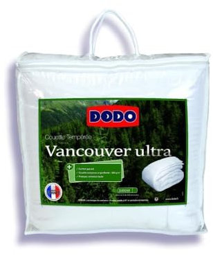 DODO Couette 240 x 260 cm Tempérée - 100% Fibre Polyester - pour 2 Personnes - Blanc