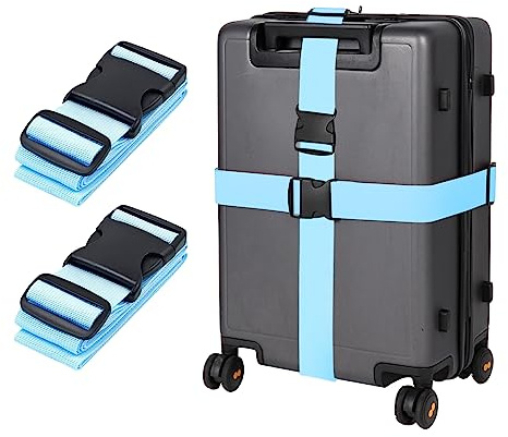 Blau Koffergurt Koffer Band 195cm Gepäckgurt Lang Gepäckgurte Kofferband Gurt Kofferbänder 2er Set,Verstellbare Gepäckgurte Luggage Strap für Koffer