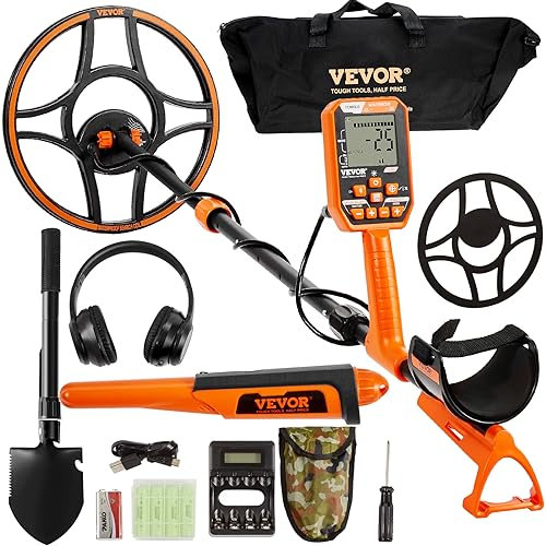 VEVOR Profi Metalldetektor 7 Modi Metallsuchgerät 30cm Suchspule IP68 Tauchtiefe bis zu 3m Goldsucher mit verstellbarem Griff Golddetektor inkl. Bluetooth-Headset Präzisions-Ortungsgerät