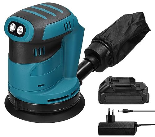 Motor sin escobillas de 125 mm, lijadora orbital inalámbrica, amoladora de madera, pulidora de coche eléctrica, pulidora multifuncional de madera y metal, pulidora, lijadora lijadora orbital ajustable