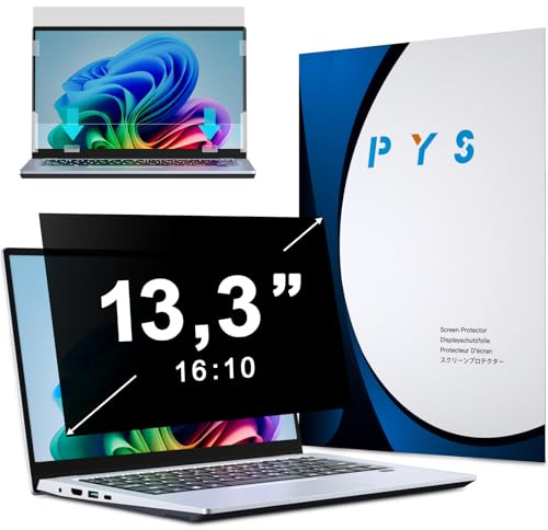 PYS Laptop Blickschutzfolie 13,3 Zoll Anti Spy Blaulicht Blendfrei Sichtschutz Folie 16:10 Abnehmbarer Displayfilter Sichtschutzfilter Kompatibel mit Lenovo SGIN HP Dell Acer Samsung Asus Toshiba | Anti Spy Blaulicht Blendfrei Abnehmbarer Displayfilter Sichtschutzfilter