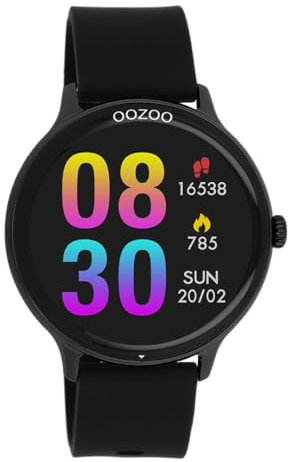 Oozoo - Versátil reloj inteligente para hombre con correa de silicona de 20 mm | Rastreador de fitness con pulsómetro, podómetro y monitor del sueño | Smartwatch redondo compatible con iOS y Android |