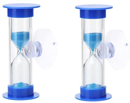 2Pcs Blue Sand Timer for Kids,Blue Toothbrush Timer for Kids 2mins Sand Clock Timer,Plastic Suction Cup Hourglass Sandglass Desktop Ornament Party Favors Thermometers and Timers