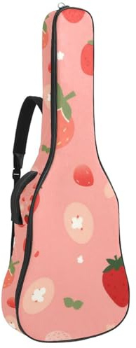 Universal Gitarrentasche, wasserdichte Gigbag für 40/41/42 Zoll Akustikgitarre mit mehreren Taschen, Rotes Fruchtmuster, mehrfarbig, 42.9x16.9x4.7 in, Gitarrentasche