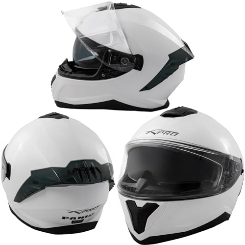 Integralhelm Motorradhelm Rollerhelm Innensonnenblende Helm Weiss XXL