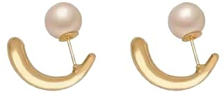 Crymystal Boho Pearl Jacket Damen-Ohrringe Vintage-Perlenohrringe, offene halbe Creolen goldene Perlenohrstecker Perlenohrringe vorne und hinten Schmuck für Mädchen Geschenke