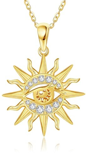 DAYLINLOVE Sonnen Kette 925er Sterling Silber Halsmit Sonnen Sonnenschein Anhänger Sommer Strand Inspiration Schmuck Geschenke für Damen Frauen Mädchen