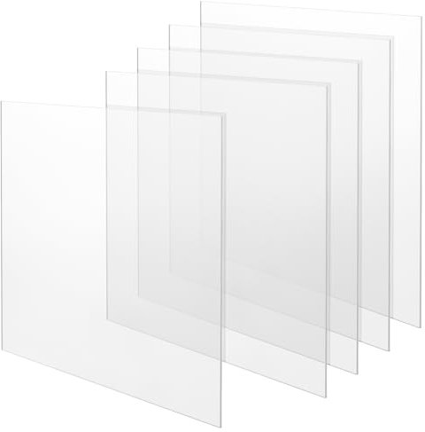 SEUICYNE 5 lastre acriliche da 30 x 30 cm, 3 mm, quadrate in acrilico trasparente, pannelli rettangolari in vetro acrilico per lavori di artigianato, esposizioni di progetti, cornici in vetro di