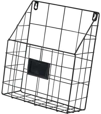 Porta carta da parete - Porta giornali in filo metallico | 25 x 10 x 30,5 cm - Elegante ed elegante organizer in filo metallico per brochure, riviste, posta, giornali