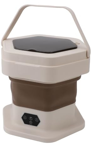 Bewinner Lavatrice Portatile da 8 Litri, Mini Lavatrice da Viaggio con Cestello Rotante, Lavatrice Pieghevole Multifunzionale per Biancheria Intima, Calzini, Vestiti per Bambini (Cachi)