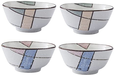PHENOFICE 4 Pezzi Ciotola Per Zuppa Insalata in Ceramica Ciotola Per Riso Stoviglie Antiscivolo Casa