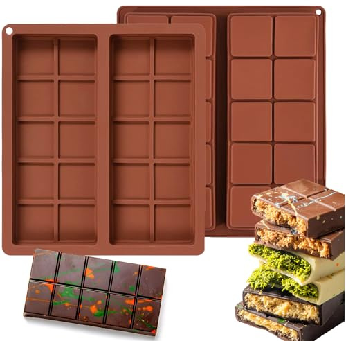 2 Stück Schokoladenform Silikon Tief, Antihaftbeschichtung Silikonform Schokolade, Tief Dubai Schokolade Form für DIY Nüsse Schokolade Backen