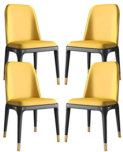 Moderne Küchenstühle aus Leder, 4er-Set, mit starken Arbon-Stahlbeinen, stilvolle Esszimmerstühle für Theke, Büro, Wohnzimmer, bequeme und langlebige Esszimmerstühle
