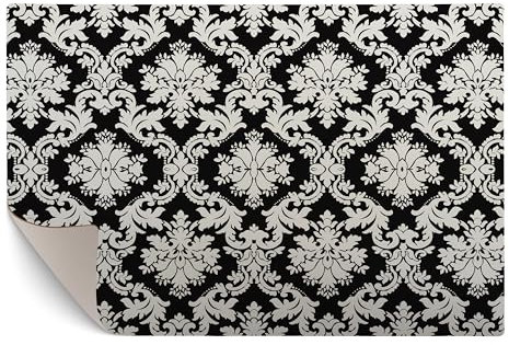 Tappeto da cucina moderno antiscivolo in vinile, 210 x 140 cm, impermeabile, in PVC, con decorazione elastica, per interni ed esterni, ornamento orientale in combinazione di colori nero e grigio