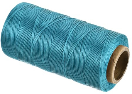 QUARKZMAN Hilo Encerado, 197 Yardas 1mm 210D Hilo Plano Encerado Cuerda de Poliéster Encerada para Costura de Cuero Tejido Manual Encuadernación de Libros Decoración Del Hogar, Azul Cielo
