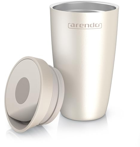 arendo Tasse à café isotherme, Mug Isotherme Cafe 350ml, avec couvercle, Acier Inoxydable 304, Tasse de Voiture 100% étanche, Mug thermos Mug de Voyage pour Café Chaud et Froid, Lait et Thé