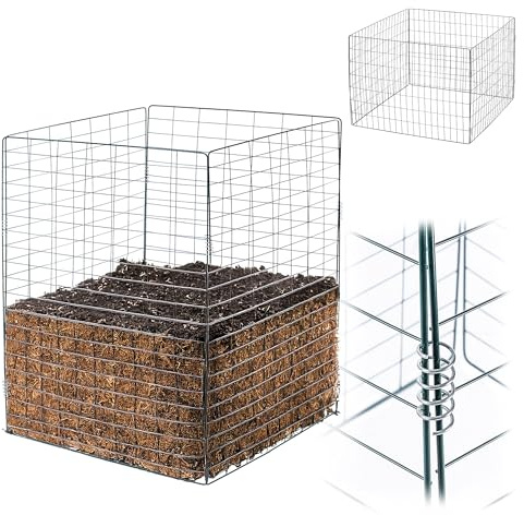 KADAX Composteur en métal 450 litres, 70 x 70 x 90 cm, composteur de jardin en grille métallique, conteneur de compost, grille de compost, récipient à compost en métal
