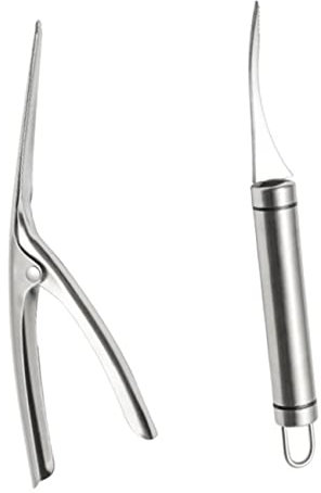 KICHOUSE Sbucciatore per Gamberetti in Acciaio e Legno Attrezzo per Pulire Gamberetti Incluso Compatto e Leggero