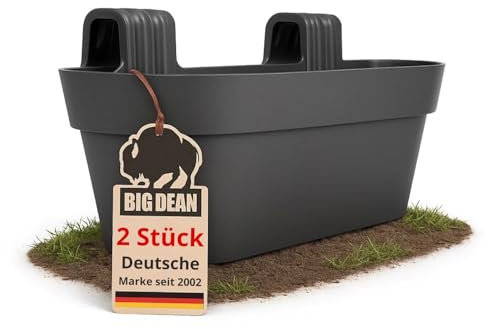 BigDean 2X Blumenkasten Balkongeländer 50cm Blumenkästen mit Wasserspeicher Balkonkasten mit Halterung Anthrazit
