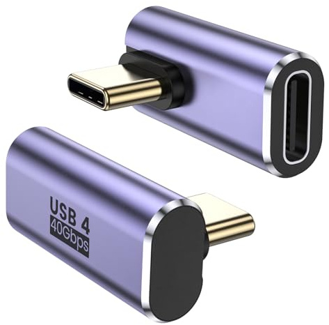 MOGOOD 90 Grados Adaptador USB C 100W (2 Paquetes), Conector Tipo C de 40Gbps, admite 8K@60Hz Compatibilidad con Thunderbolt 4, Meta Quest, MacBook, iPad, iPhone 16 y Otros Dispositivos de Tipo C.