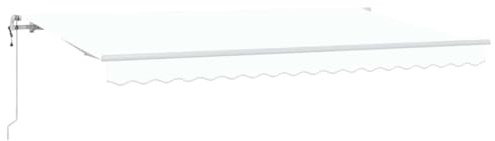 vidaXL Markise mit Handkurbel in Weiß – Elektrisch, 4 x 2 m, aus Metall und polyesterstoff, wasserabweisend, UV-beständig, farbecht, modernes Design, Wandmontage