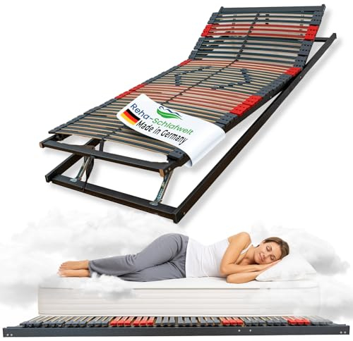 Reha-Schlafwelt 7 Zonen Lattenrost RELAXANA KF, 140x200 cm | Kopf- und Fußteil verstellbar, 42 Leisten Bettenrost, stabilisierendes Mittelband, komplett Montiert sofort einsetzbar