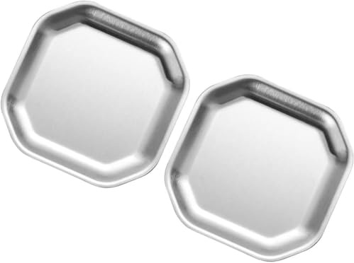 QXHSSM Lot de 2 petites assiettes octogonales en acier inoxydable, résistantes à la rouille, for apéritifs, cornichons, sushis, fruits et fêtes de style coréen