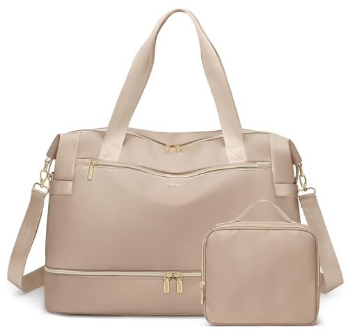VNINE Weekender Reisetasche Damen Sporttasche Handgepäck Tasche Groß Kliniktasche Geburt Travel Bag Duffle Bag mit Schuhfach Kulturbeutel