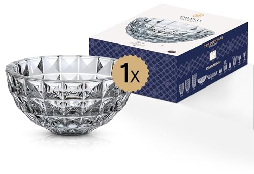 Crystal Bohemia Glasschale - 278 x 278 x 139 mm - Spülmaschinenfeste Schüssel aus Kristallglas für Obst, Salate & Desserts - Ideal für Alltag, Partys, Restaurants & besondere Anlässe