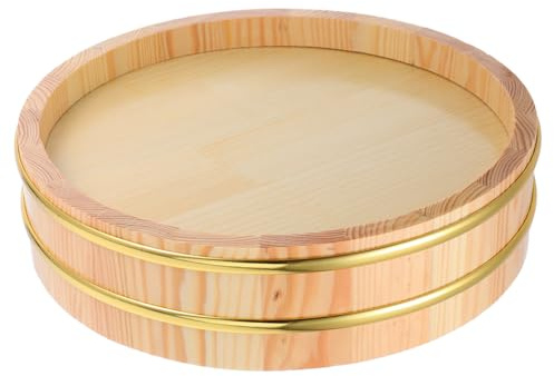VERDANVERSE Traditioneller Sushi Reis Mischbehälter 26cm Hangiri | Sushi Holzschüssel, Elegante Ausführung, Große Kapazität, Formstabil und Angenehm in Hand